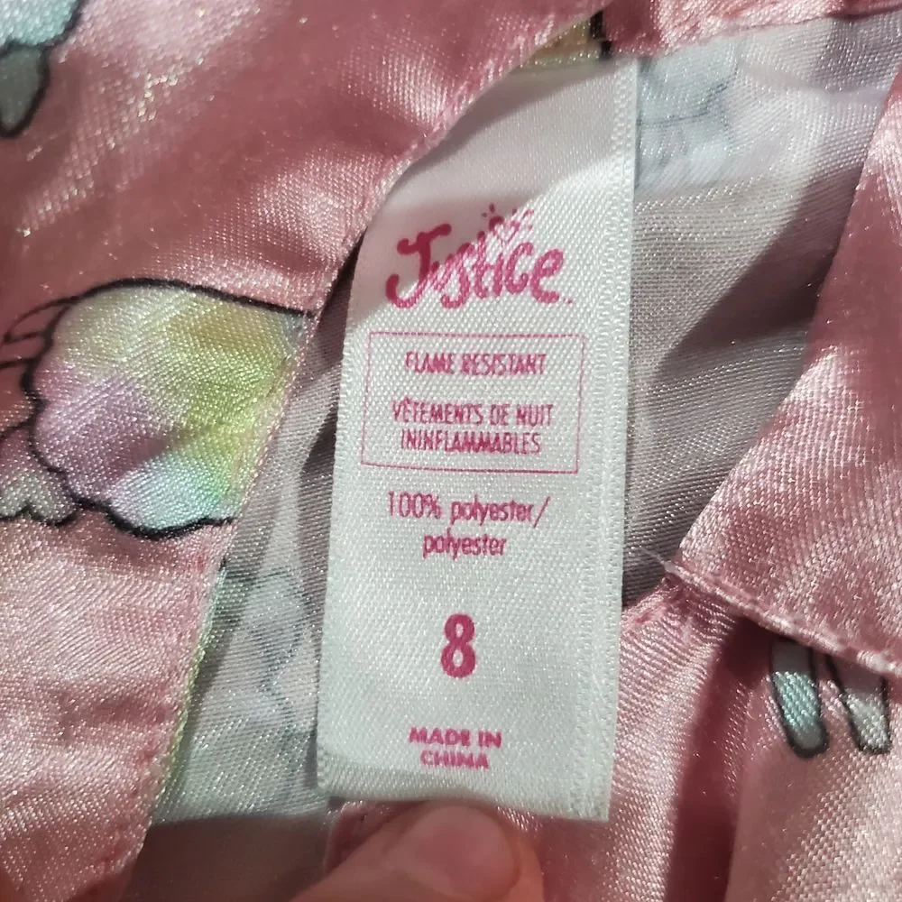 Girl Pajama Set Size 7-8 Cat & Jack Pink Dress & Justice Pink Llama Pajama Shirt